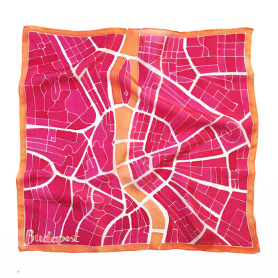 Budapest narancs-pink selyemkendő