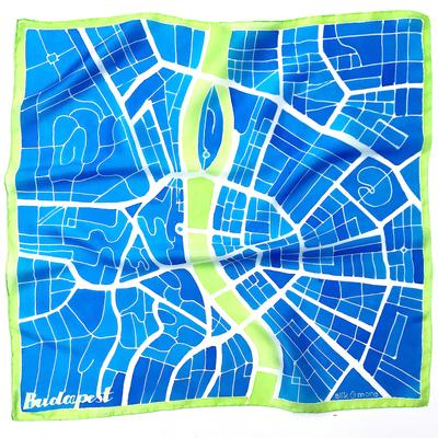 Budapest királykék-élénkzöld kendő