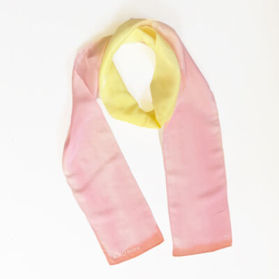Colorfull pasztell rózsaszín-sárga vékony selyemsál