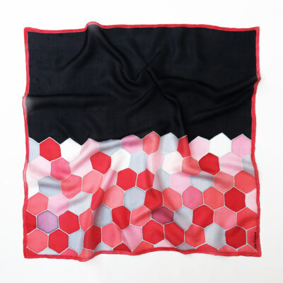Hexa fekete pink piros selyemkendő