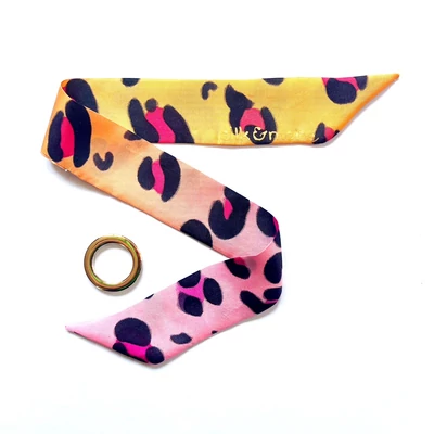 Skinny  ocelot mintás selyemszalag