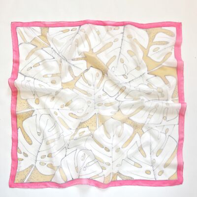 Pálma rózsaszín-bézs selyemkendő