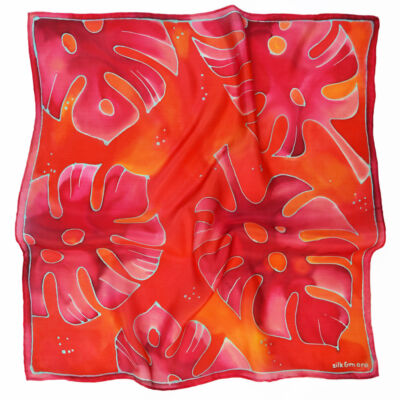 Pálma piros-pink selyemkendő 