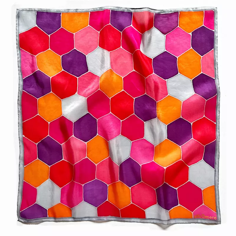 Hexa pink-narancs selyemkendő