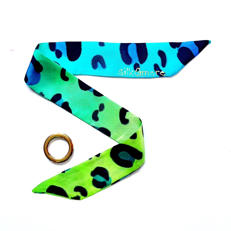 Skinny  ocelot mintás selyemszalag