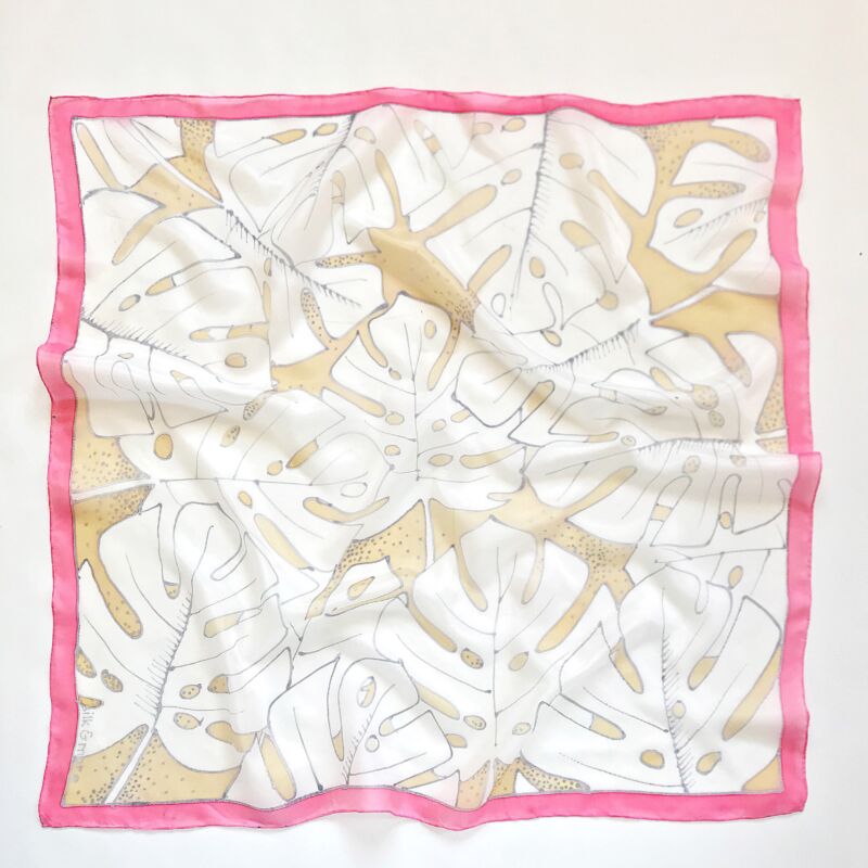 Pálma rózsaszín-bézs selyemkendő