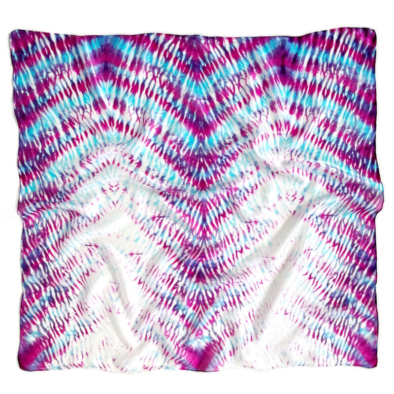 Türkiz pink shibori selyemkendő