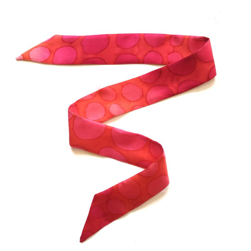 Skinny kaméleon vékony selyemszalag pink-piros